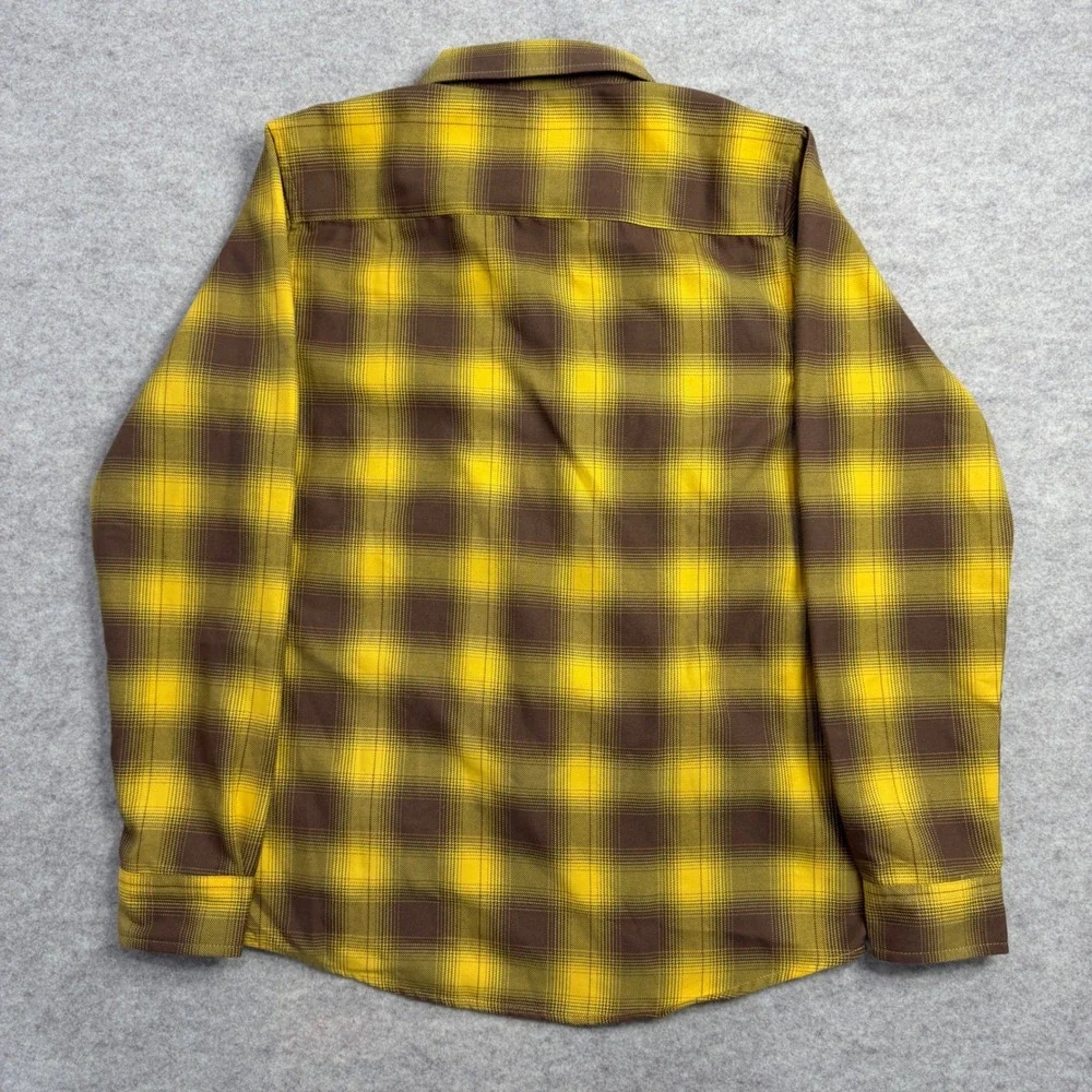Dixxon Flannel Co Youth Division Yellow Brown Plaid D-Tech Shirt Size Large NWT